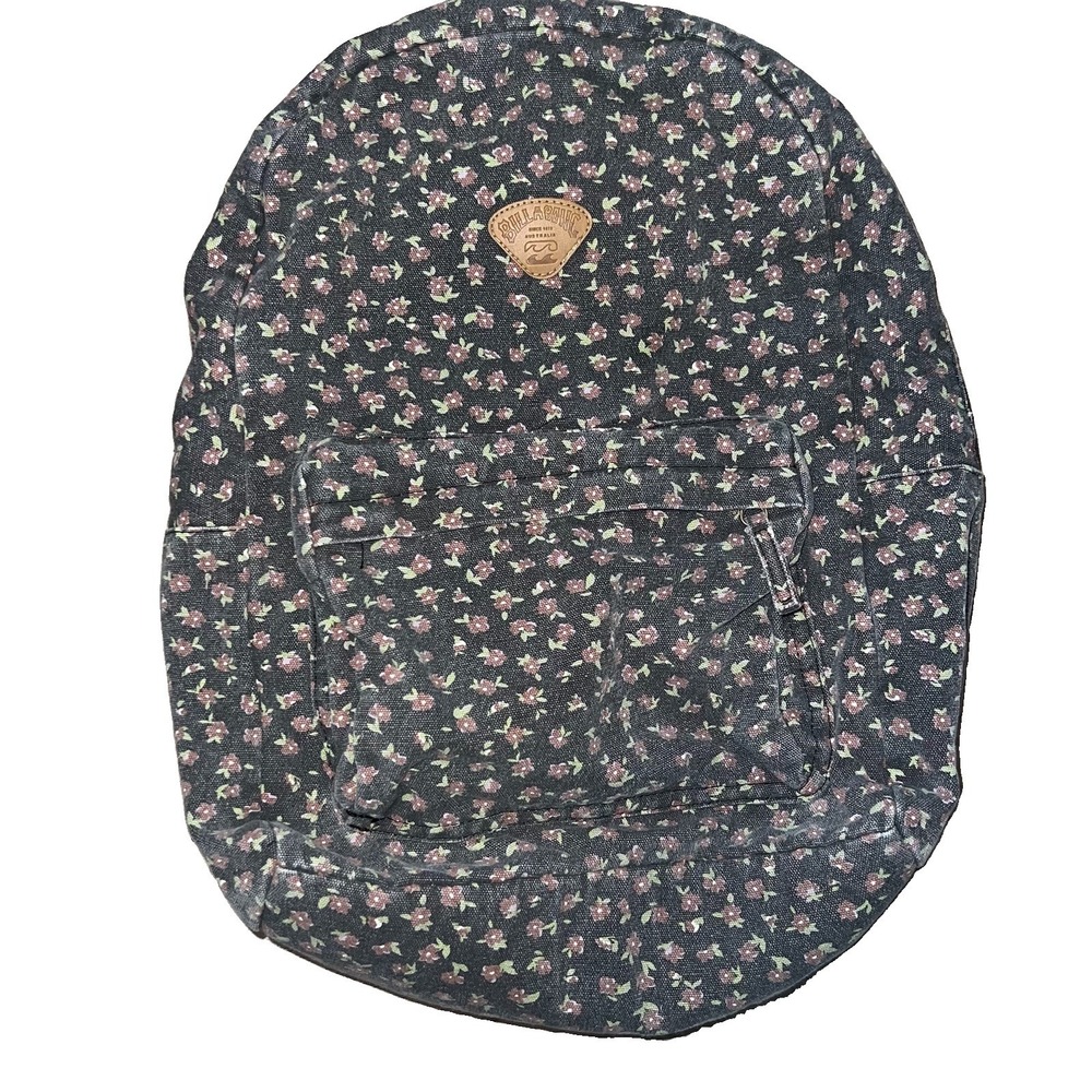 Vintage Billabong Y2K Faded Black Floral Print Backpack Australia Canvas Bag